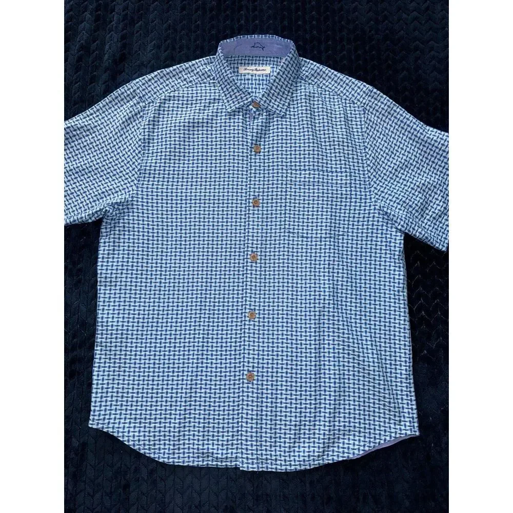 Tommy Bahama‎ Men's Checkered Button up Shirt Blue Island Size Medium